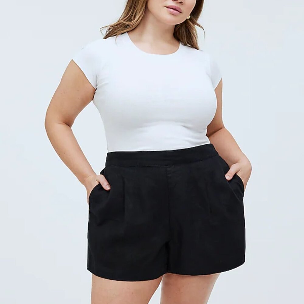 Madewell Clean Pull on Black Linen Shorts